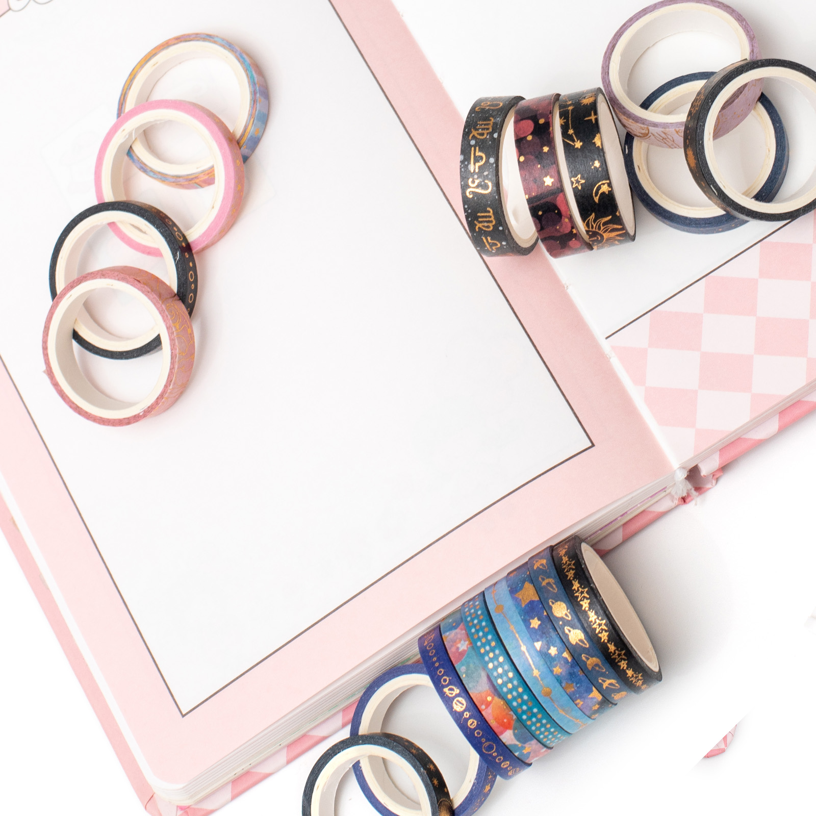 Galaxy Washi Tape Set – 30 Rolls with Gold Foil