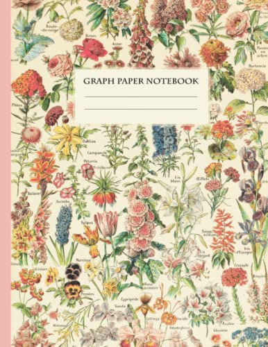 Cute Wildflower Graph Paper Notebook - Large Size
