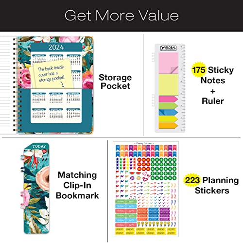 Academic Year 2023-2024 Teal Floral Planner
