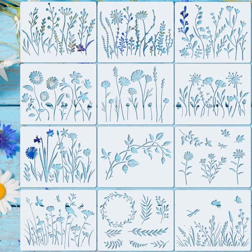 20 Wildflower & Sunflower Stencils for Painting
