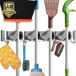 Holikme Wall Mount Mop and Broom Holder Silver
