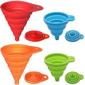 KongNai Collapsible Silicone Funnel Set, 4 Pack