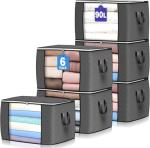 6 Pack 90L Foldable Storage Bags with Handles