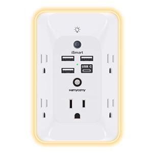 Night Light Multi Plug Outlet with USB Ports