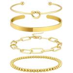 Trendy Gold Bangle Cuff Bracelet Set for Women