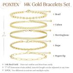 14K Gold Stackable Bracelets Set for Women