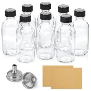 8-Pack Mini Clear Glass Bottles with Funnels