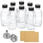 8-Pack Mini Clear Glass Bottles with Funnels
