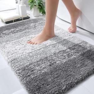OLANLY Extra Soft Microfiber Bath Rug - Grey