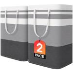 2 Pack Waterproof Large Laundry Baskets - Grey
