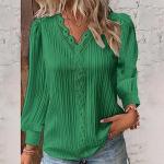 Women’s V-Neck Lace Long Sleeve Blouses