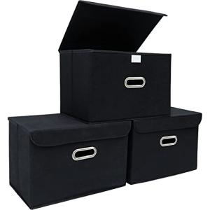 3 Pack Black Foldable Storage Cube Bins
