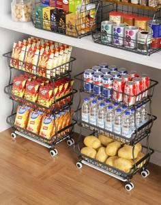 3-Tier Rolling Pantry Organizer with Wheels