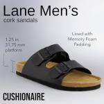 CUSHIONAIRE Men's Adjustable Cork Footbed Sandals 12