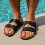 CUSHIONAIRE Men's Adjustable Cork Footbed Sandals 12