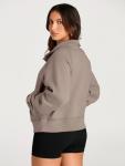Womens Half Zip Cropped Sweatshirt in Coffee Grey