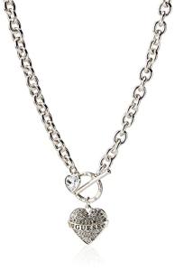 GUESS Women's Silver Toggle Logo Charm Necklace