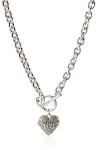 GUESS Women's Silver Toggle Logo Charm Necklace