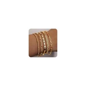 Trendy 14K Gold Stackable Bracelets Set for Women