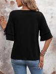 Chic 3/4 Sleeve V Neck Blouse for Women
