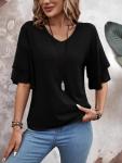 Chic 3/4 Sleeve V Neck Blouse for Women