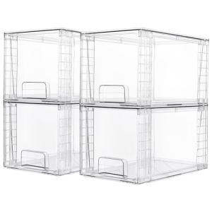 4 Pack Stackable Acrylic Storage Drawers
