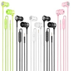 5-Pack Wired Earbuds with Microphone and Bass
