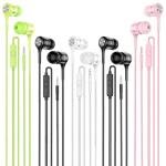5-Pack Wired Earbuds with Microphone and Bass