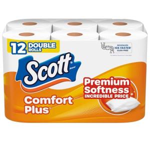Scott ComfortPlus Toilet Paper, 12 Double Rolls