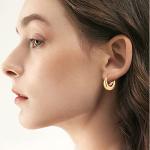 14K Gold Chunky Hoop Earrings Set for Women