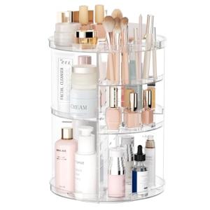 Spinning Makeup Organizer with Adjustable Layers