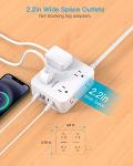 HANYCONY Power Strip with 8 Outlets and USB Ports