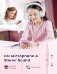 iClever HS19 Kids Headphones with Microphone for School, Safe Volume Limited, Over-Ear Girls Boys Headphones for Kids with Shareport, Foldable Wired for iPad/Travel (Pink)