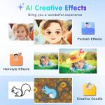 DSOEKEU AI Digital Camera, WiFi Cameras for Photography with Object Recognition, Compact Point and Shoot Digital Camera with Dual Lens, Flash, 3.6" Touch Screen, Gift for Kids Teens