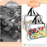 6 Packs Large Toy Storage Bags with Labels, Reusable Clear PVC Board Game Storage, Travel Waterproof Organizer Bags with Zipper for Building Blocks, Puzzle, Kids Books
