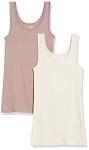 Amazon Essentials Women's Slim-Fit Tank Top, Pack of 2, Beige/Brown, Medium