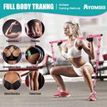 Ayombo Pilates Bar Kit with Resistance Bands, Adjustable Pilates Equipment for Legs, Hip, Waist, Arm, Squats Exercise Equipment for Home Gym Workouts, 3-Section Pilates Bar Kit for Women & Men