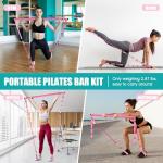 Ayombo Pilates Bar Kit with Resistance Bands, Adjustable Pilates Equipment for Legs, Hip, Waist, Arm, Squats Exercise Equipment for Home Gym Workouts, 3-Section Pilates Bar Kit for Women & Men