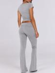 ANRABESS Lounge Sets for Women 2 Piece Foldover Yoga Flare Leggings Pants Crop Tops Casual Y2K Outfits Matching Tracksuit Set Grey Grey Medium