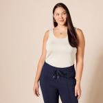 Amazon Essentials Women's Slim-Fit Tank Top, Pack of 2, Beige/Brown, Medium
