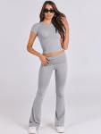 ANRABESS Lounge Sets for Women 2 Piece Foldover Yoga Flare Leggings Pants Crop Tops Casual Y2K Outfits Matching Tracksuit Set Grey Grey Medium