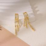 SELSHE Drop Earrings for Women Trendy,14K Gold Plated Hoop Earring Studs Dainty Triple Dangle Earrings Hypoallergenic Huggie Earrings for Women Fashion Accessories