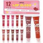 Dmsky 12 Pack Lip Gloss Set, 12 Colors Lip Oil for Dry Cracked Lips, Moisturizing Lip Balm Infused with Vitamin E for a Sheer Tint Of Color