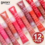 Dmsky 12 Pack Lip Gloss Set, 12 Colors Lip Oil for Dry Cracked Lips, Moisturizing Lip Balm Infused with Vitamin E for a Sheer Tint Of Color