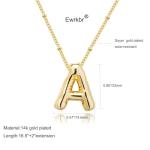 Bubble Gold Letter Necklace for Women, 14k Gold Plated Balloon Initial Letter Pendant Necklace Dainty Charm Initial Necklaces for Women Trendy Cute Custom Name Necklace Gold Jewelry for Womens