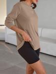 Trendy Queen Womens Oversized Long Sleeve T Shirts 2025 Basic Crewneck Tee Fall Tops Casual Workout Y2K Clothes Khaki M