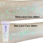 MEICOLY Clear White Body Glitter,Mardi Gras Face Glitter Makeup for Kids Women,Face Glitter for Running,Sparkly Chunky Hair Glitter,Singer Concert Festival Rave Accessories,Mermaid Glitter Face Paint