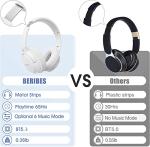 BERIBES Bluetooth Headphones Over Ear, 65H Playtime and 6 EQ Music Modes Wireless with Microphone, HiFi Stereo Foldable Lightweight Headset (White)