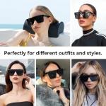 Dollger Square Oversized Sunglasses for Women Men Trendy Fashion Flat Top Big Black Frame Shades Black