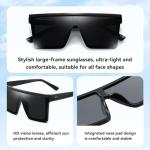 Dollger Square Oversized Sunglasses for Women Men Trendy Fashion Flat Top Big Black Frame Shades Black